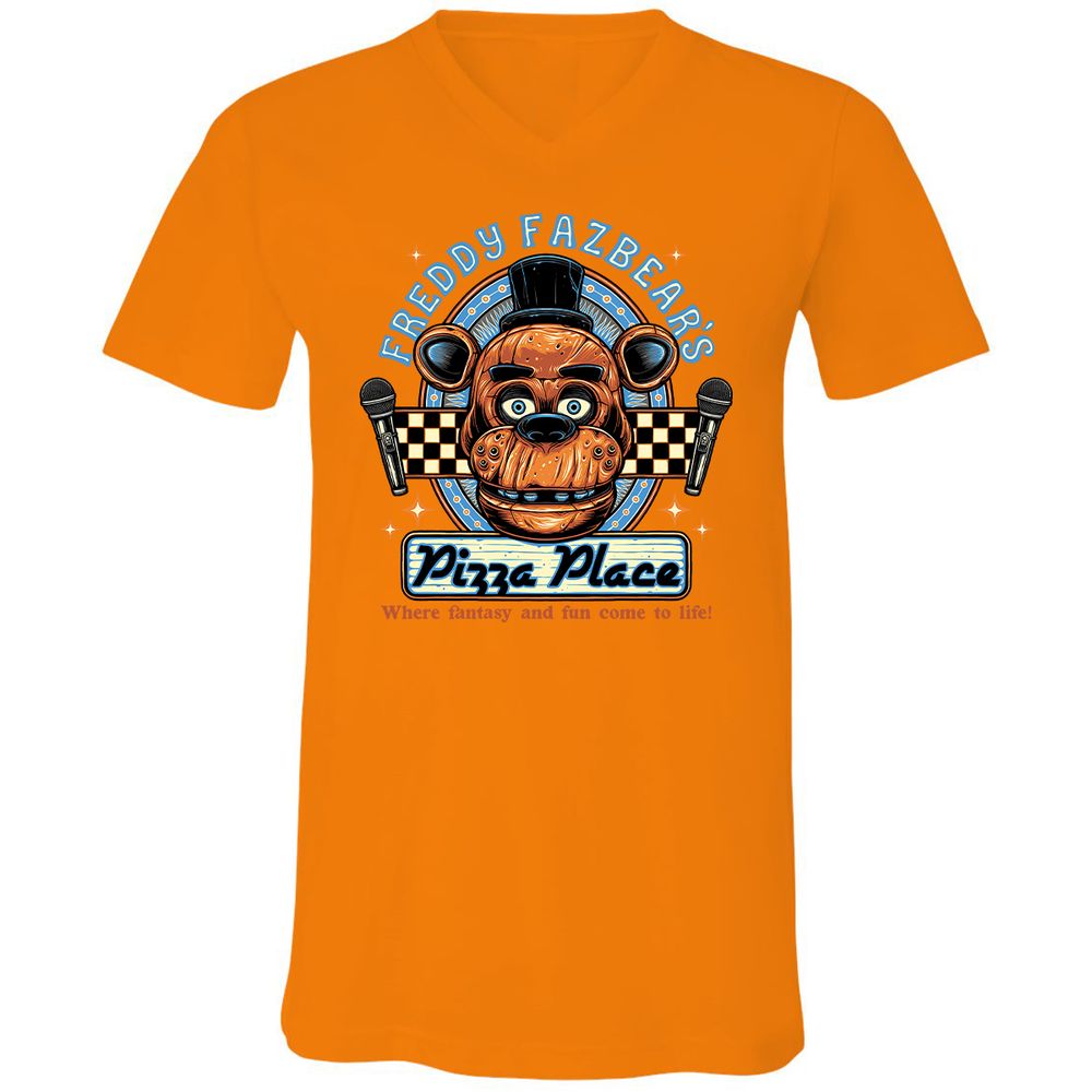 Unisex V-Neck T-Shirt - TBH9T4WC - Orange - 11