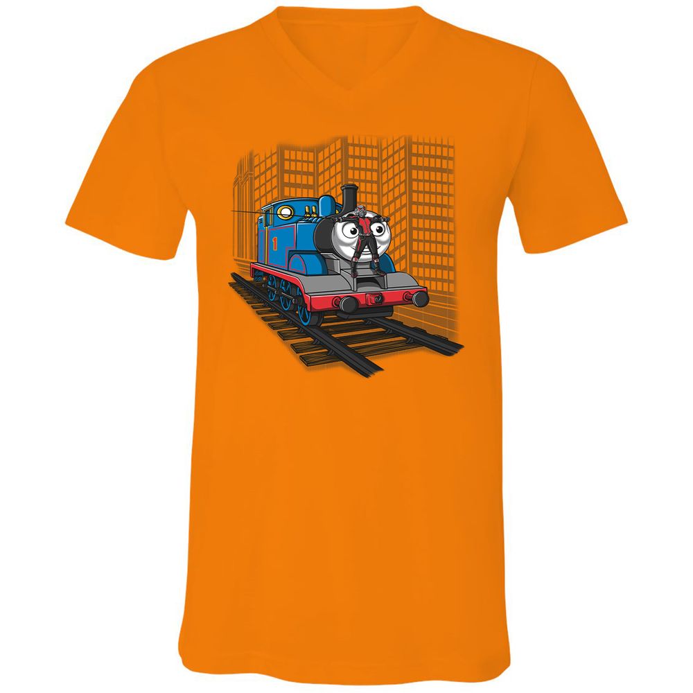 Unisex V-Neck T-Shirt - TAQC6JN2 - Orange - 11