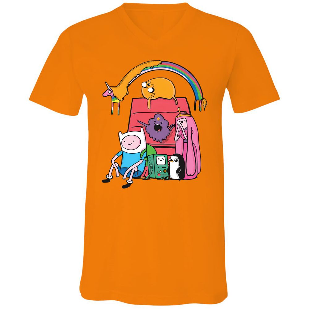 Unisex V-Neck T-Shirt - 4LPXVRDQ - Orange - 11