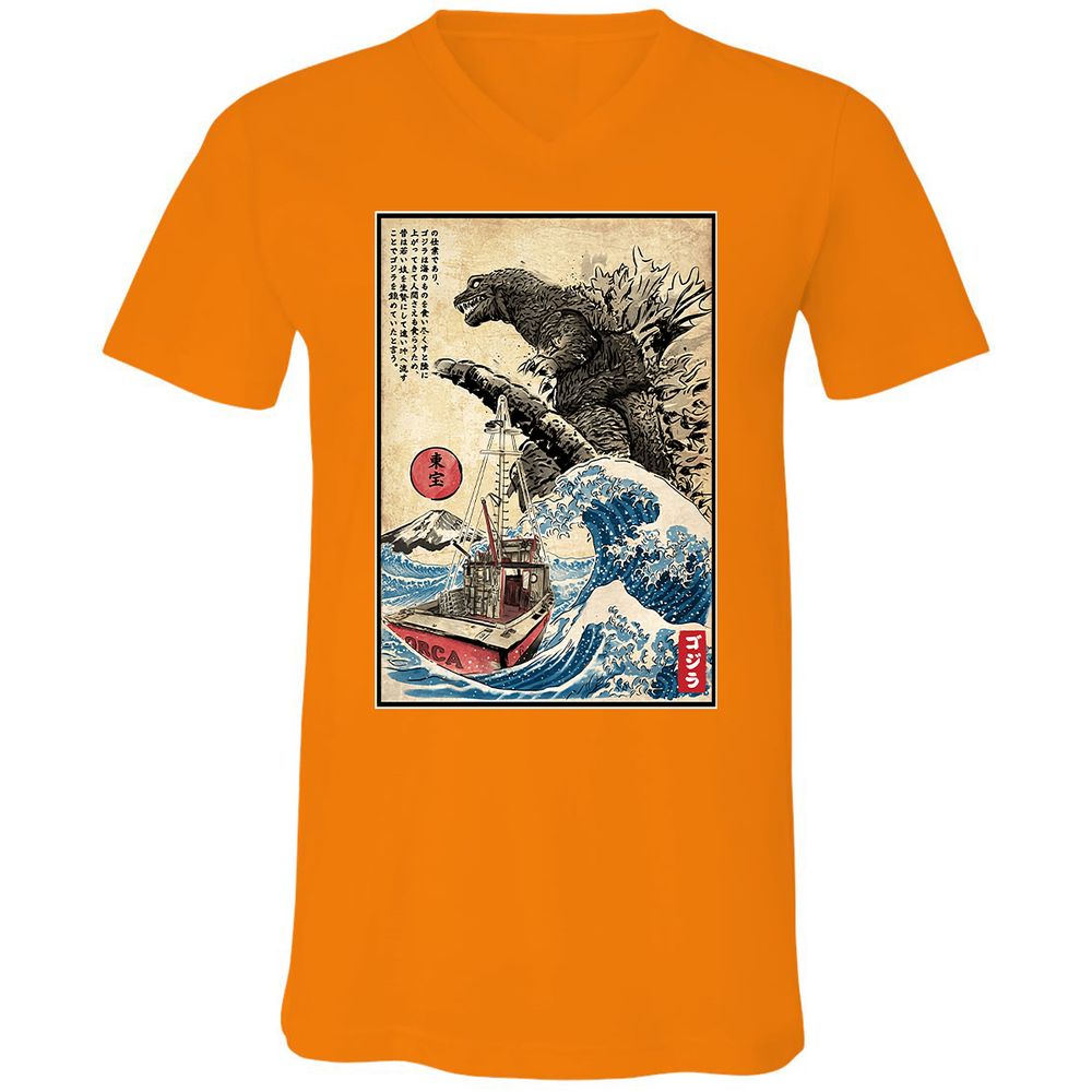 Unisex V-Neck T-Shirt - CB84T88J - Orange - 11