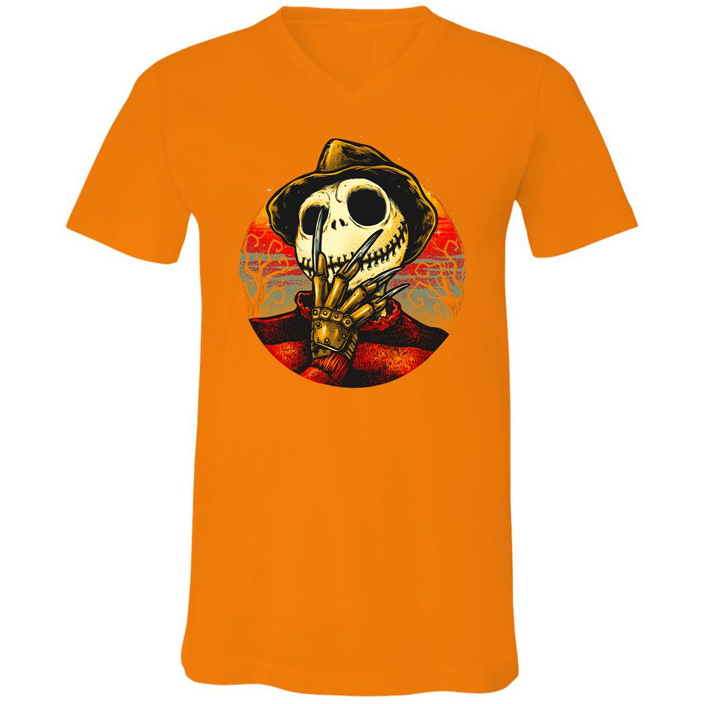 Unisex V-Neck T-Shirt - QETYJYF4 - Orange - 11
