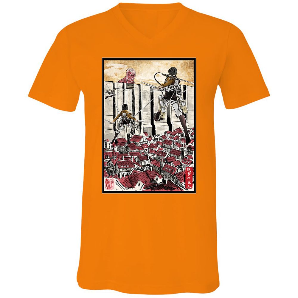 Unisex V-Neck T-Shirt - MYTWWEGZ - Orange - 11