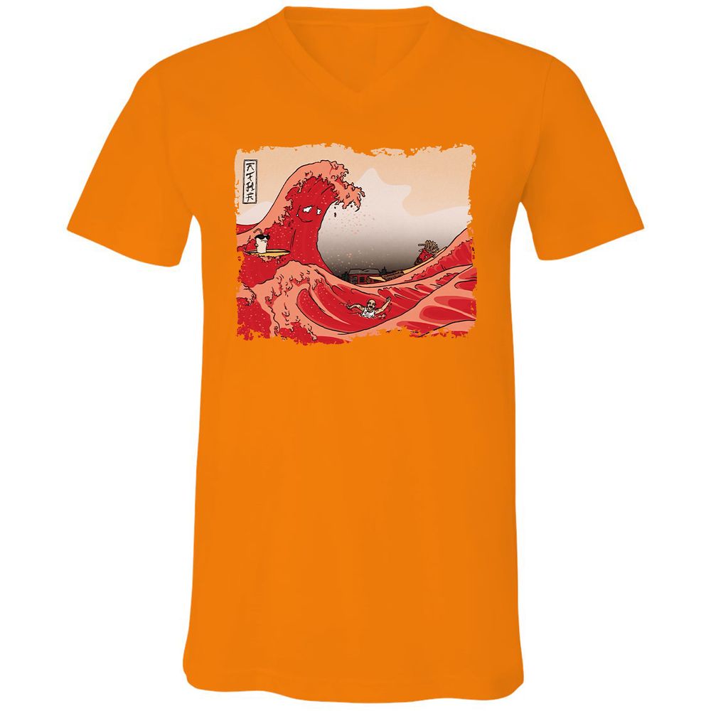 Unisex V-Neck T-Shirt - M1HUX3V8 - Orange - 11