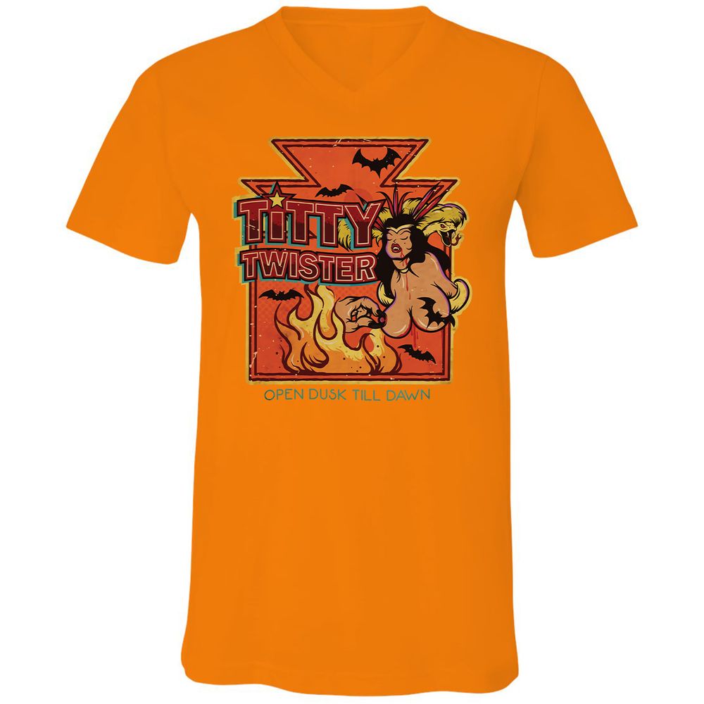 Unisex V-Neck T-Shirt - UMUWJ6LJ - Orange - 11