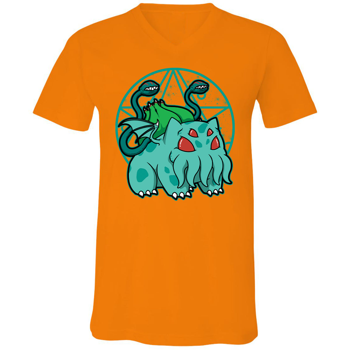 Unisex V-Neck T-Shirt - ZUWGGR9Q - Orange - 11