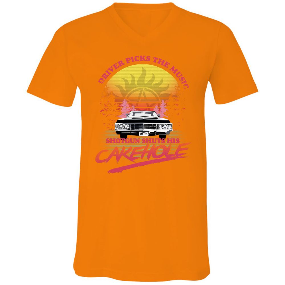 Unisex V-Neck T-Shirt - BB5UDQZY - Orange - 11