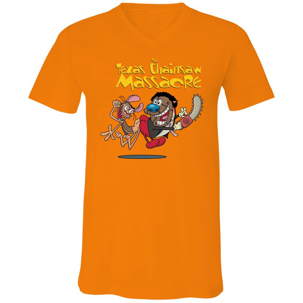 Unisex V-Neck T-Shirt - XM97VNKY - Orange - 11