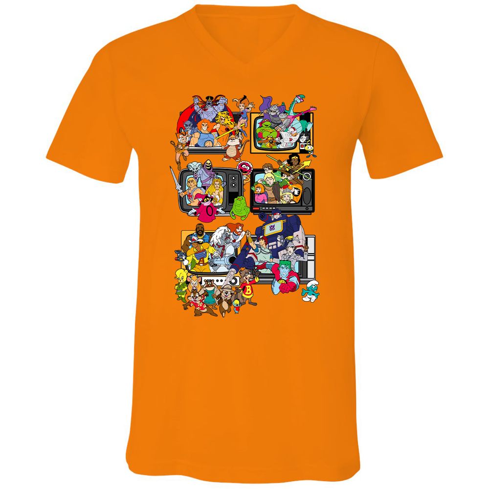 Unisex V-Neck T-Shirt - NK7KXUBF - Orange - 11