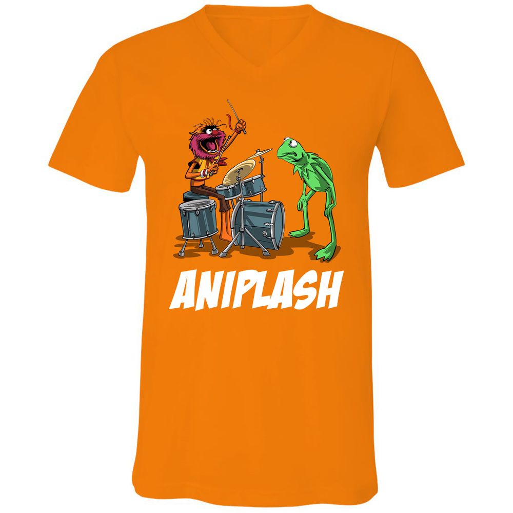 Unisex V-Neck T-Shirt - T6JSM8SV - Orange - 11