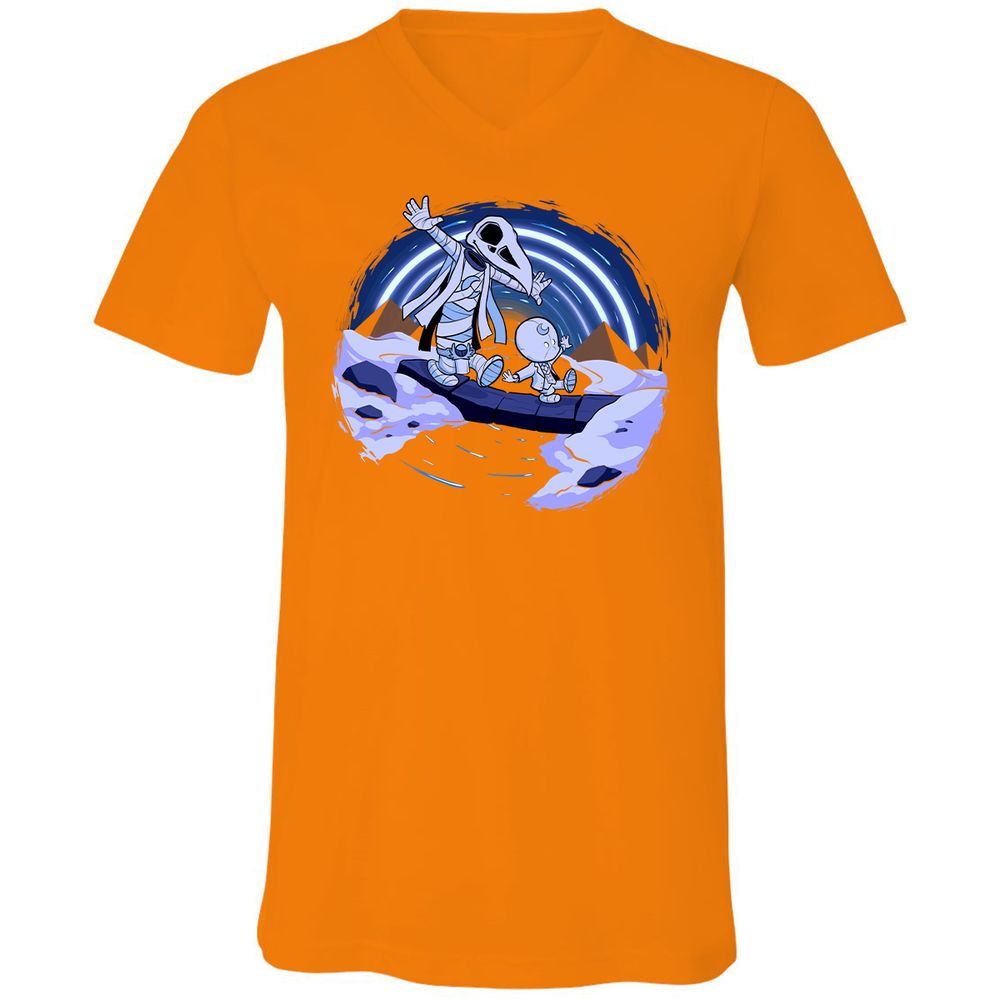 Unisex V-Neck T-Shirt - PRNJDBSZ - Orange - 11