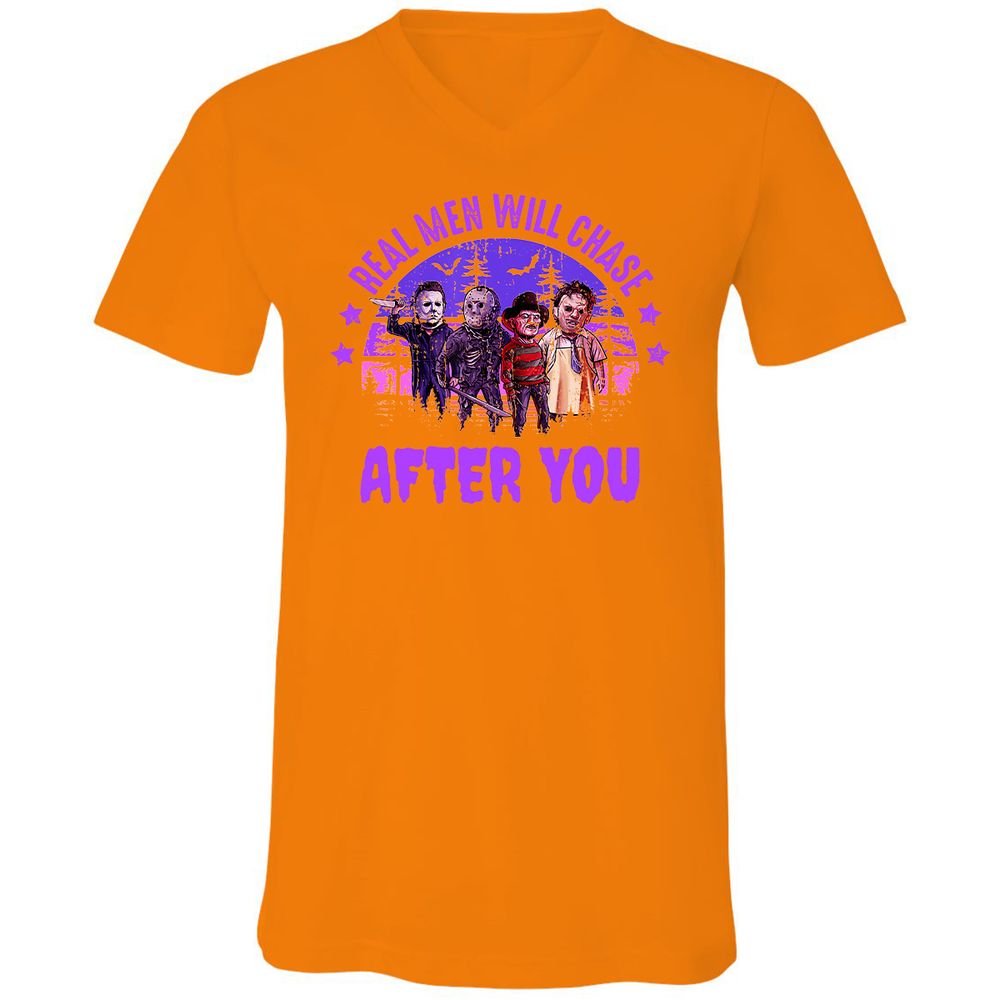 Unisex V-Neck T-Shirt - VSSS5LZD - Orange - 11