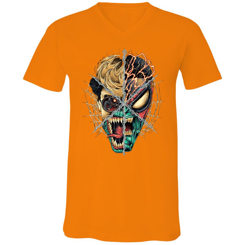 Unisex V-Neck T-Shirt - X1GMQ7E5 - Orange - 11