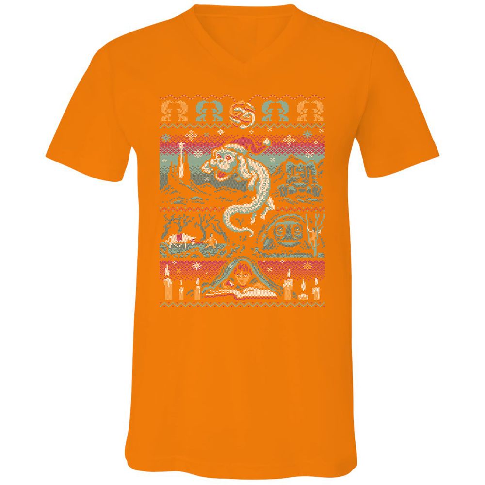 Unisex V-Neck T-Shirt - 9ZKDRY92 - Orange - 11