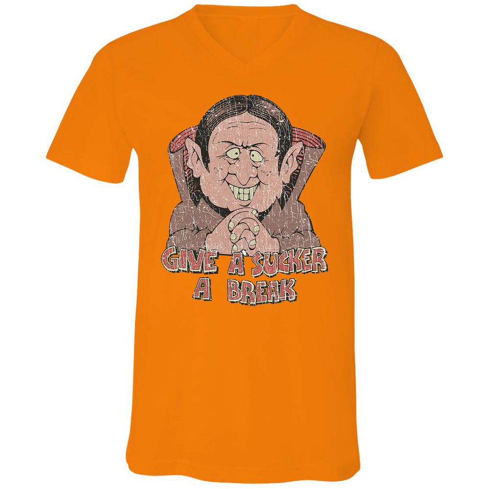 Unisex V-Neck T-Shirt - XUHY64K5 - Orange - 11