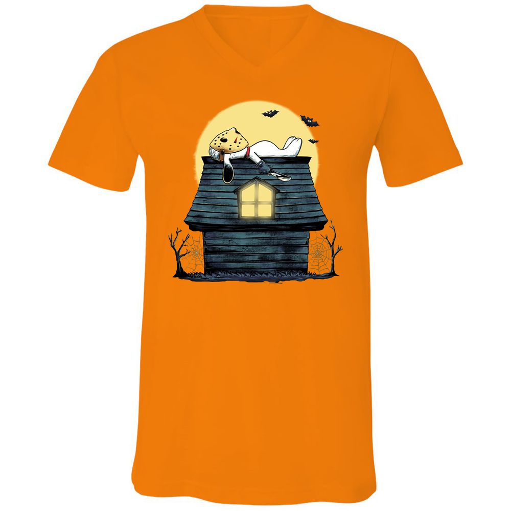 Unisex V-Neck T-Shirt - 4BKGKZSN - Orange - 11