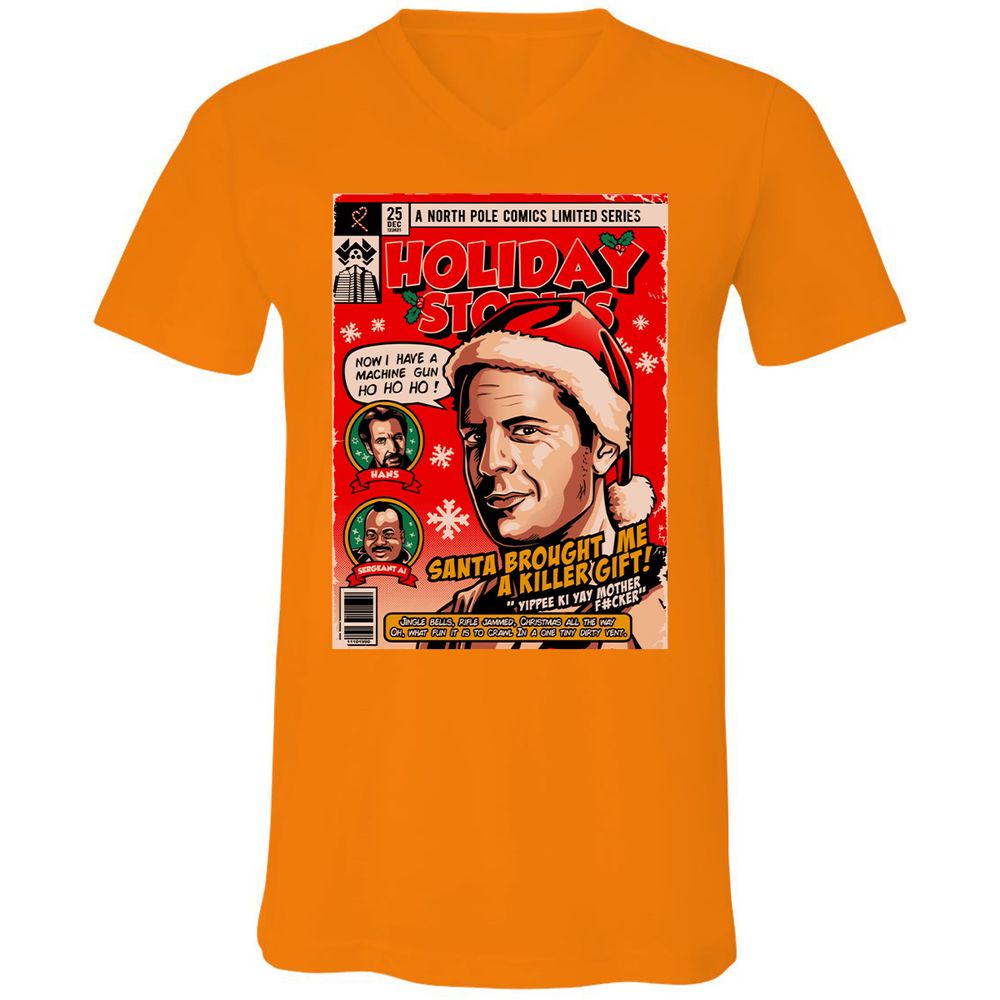 Unisex V-Neck T-Shirt - B8TQ1C52 - Orange - 11