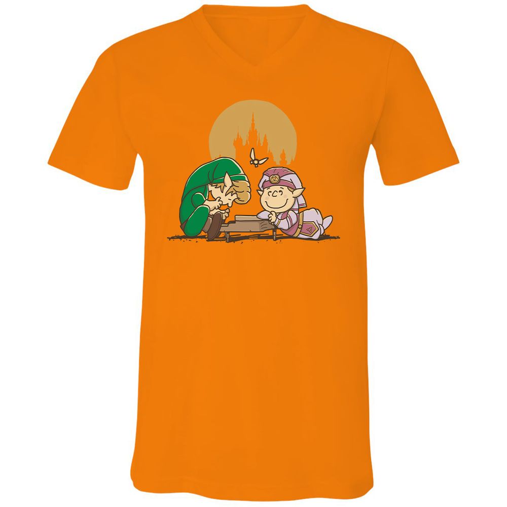 Unisex V-Neck T-Shirt - H357B76V - Orange - 11