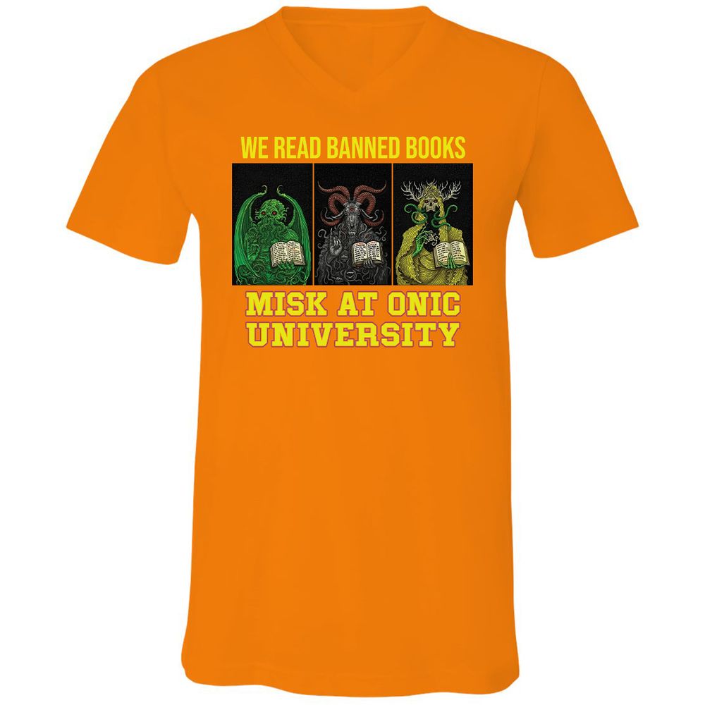 Unisex V-Neck T-Shirt - QBX7UKF6 - Orange - 11