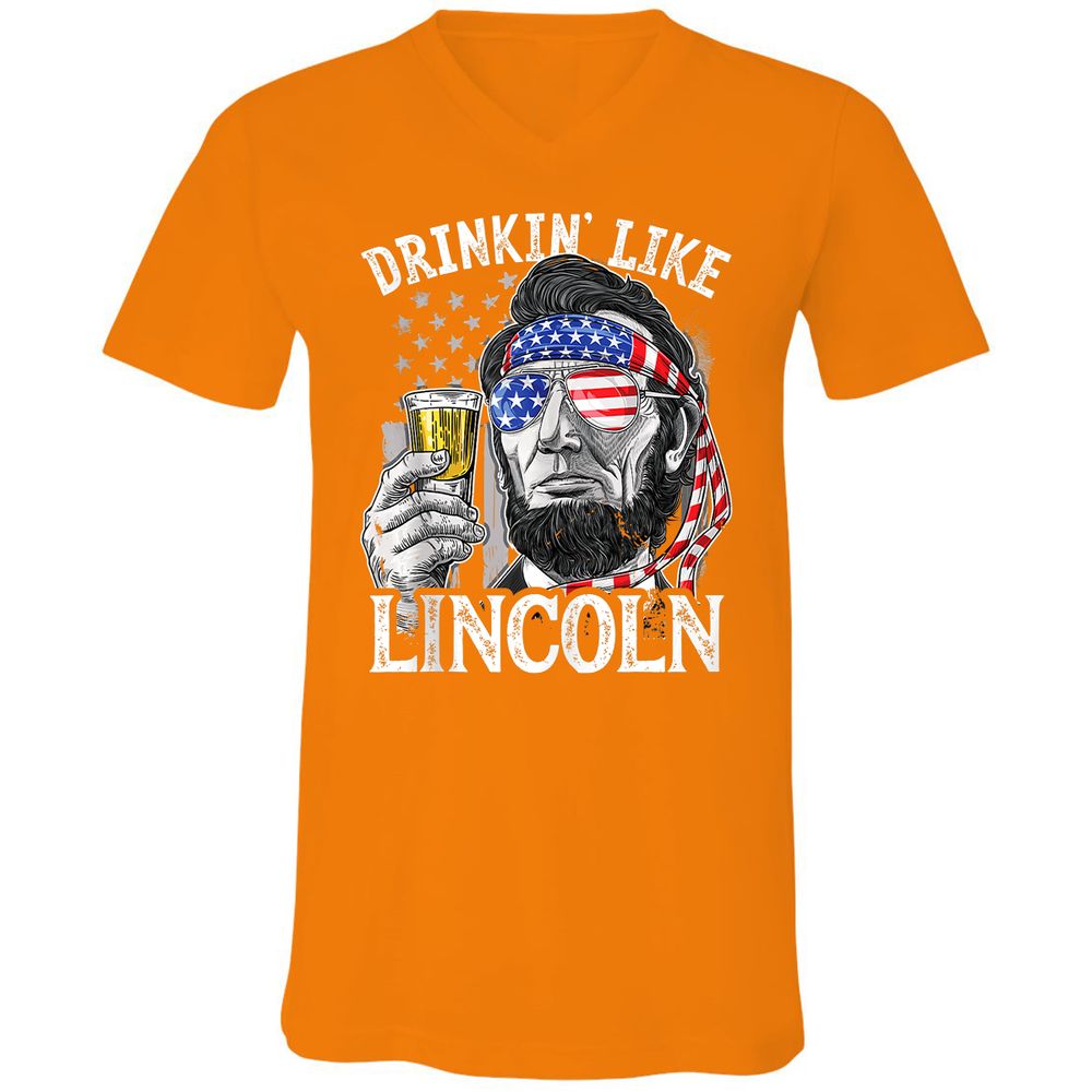 Unisex V-Neck T-Shirt - BAGSCTKH - Orange - 11