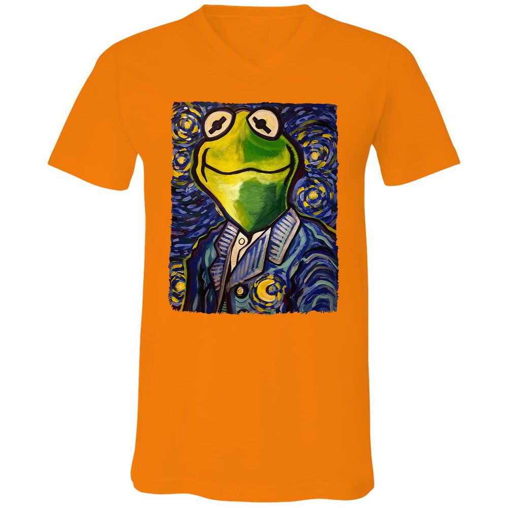 Unisex V-Neck T-Shirt - 6FKS3H8N - Orange - 11
