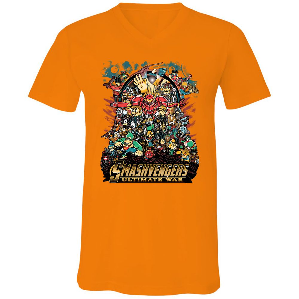 Unisex V-Neck T-Shirt - M4LCAVR5 - Orange - 11