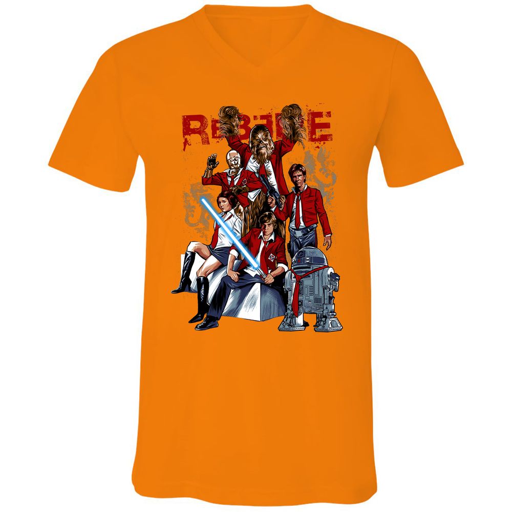 Unisex V-Neck T-Shirt - 45E5A412 - Orange - 11