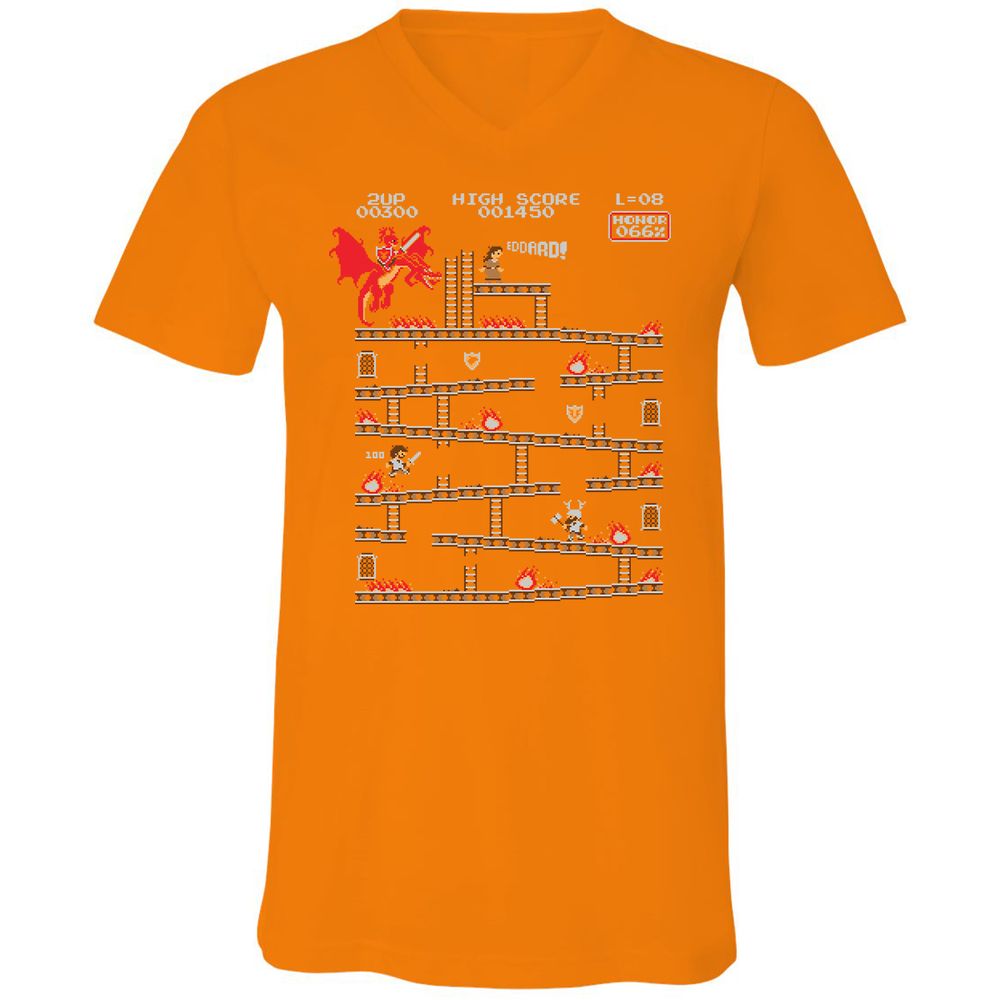 Unisex V-Neck T-Shirt - YJNM7NTU - Orange - 11