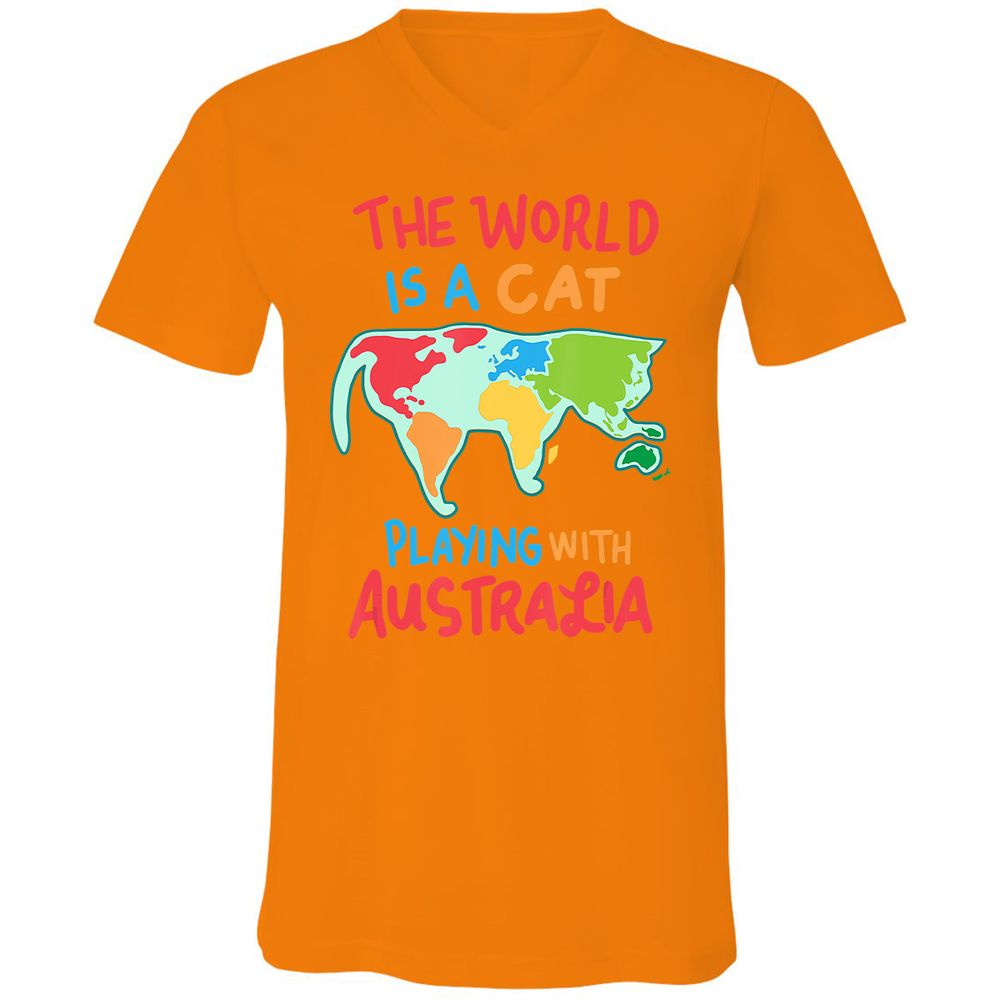 Unisex V-Neck T-Shirt - ZM4JXSAH - Orange - 11