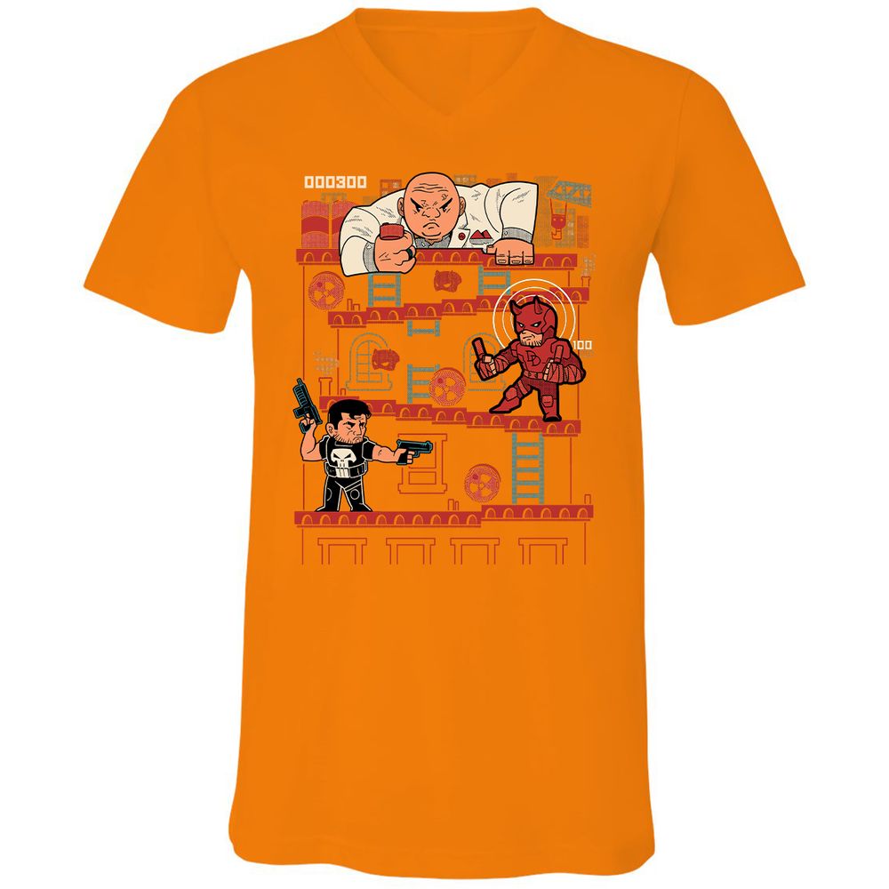 Unisex V-Neck T-Shirt - QRQEMEHK - Orange - 11