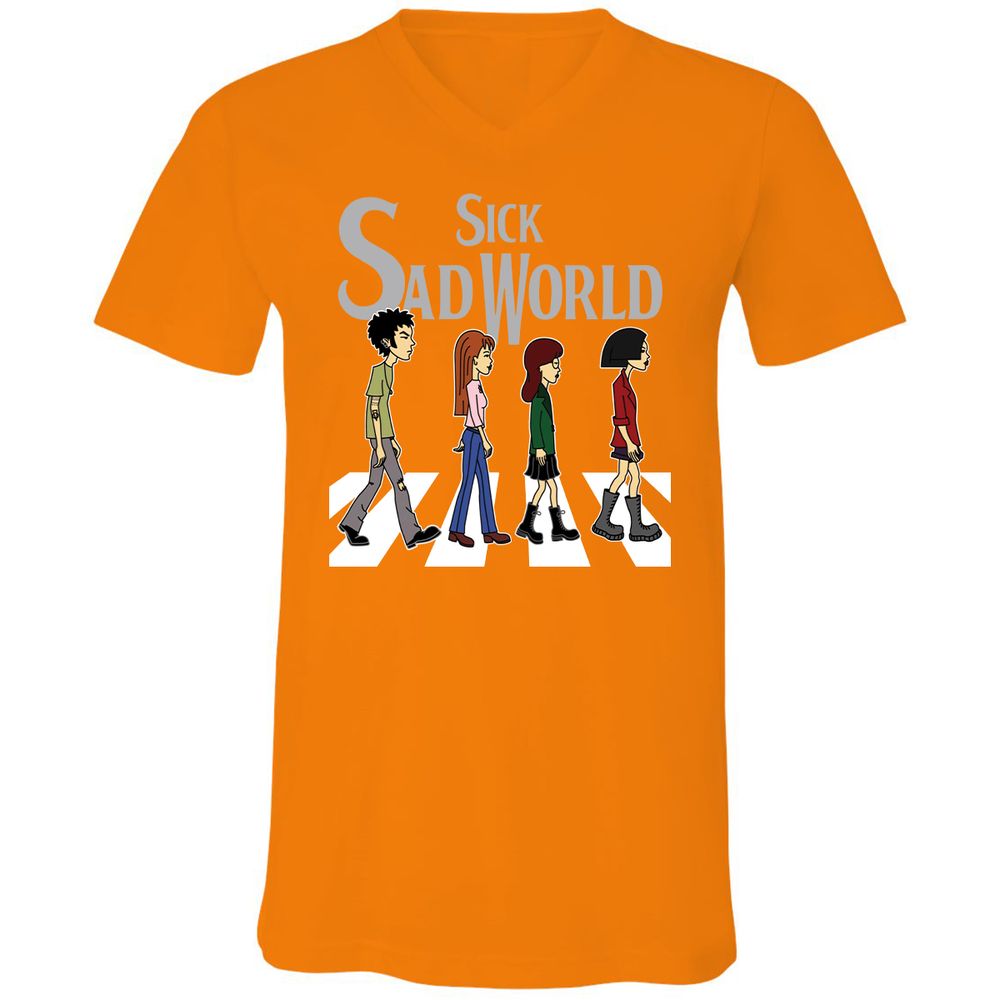 Unisex V-Neck T-Shirt - X9BUZHRT - Orange - 11