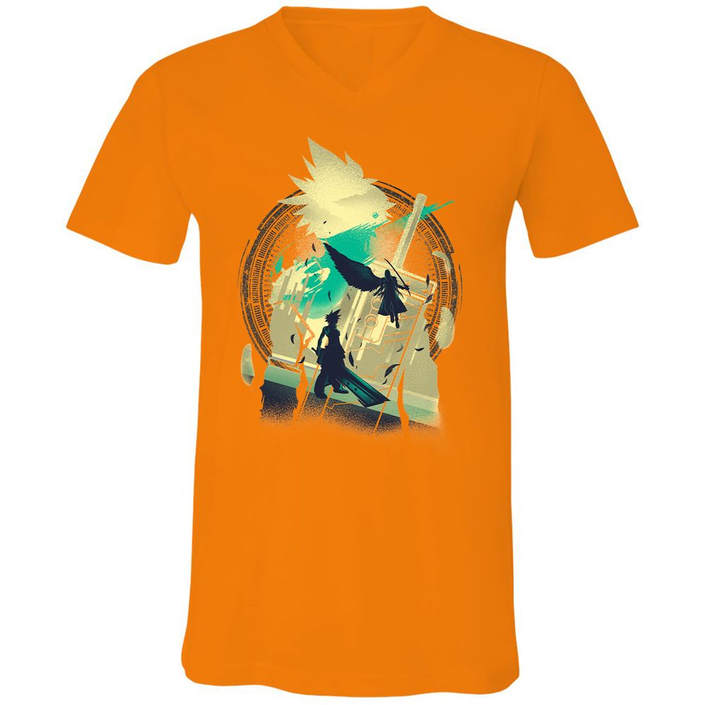 Unisex V-Neck T-Shirt - ZB9JHKPF - Orange - 11