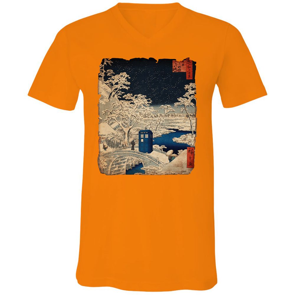 Unisex V-Neck T-Shirt - E3A7EQPL - Orange - 11