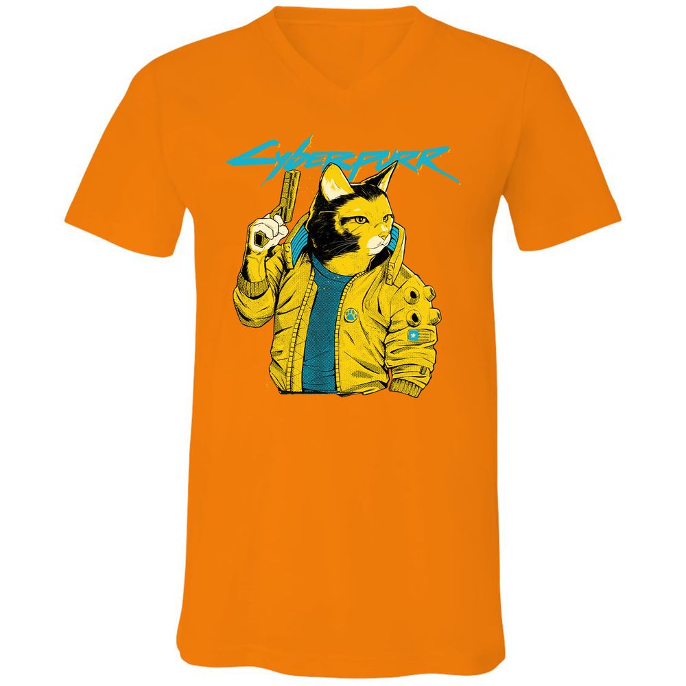 Unisex V-Neck T-Shirt - 4FV27VH6 - Orange - 11