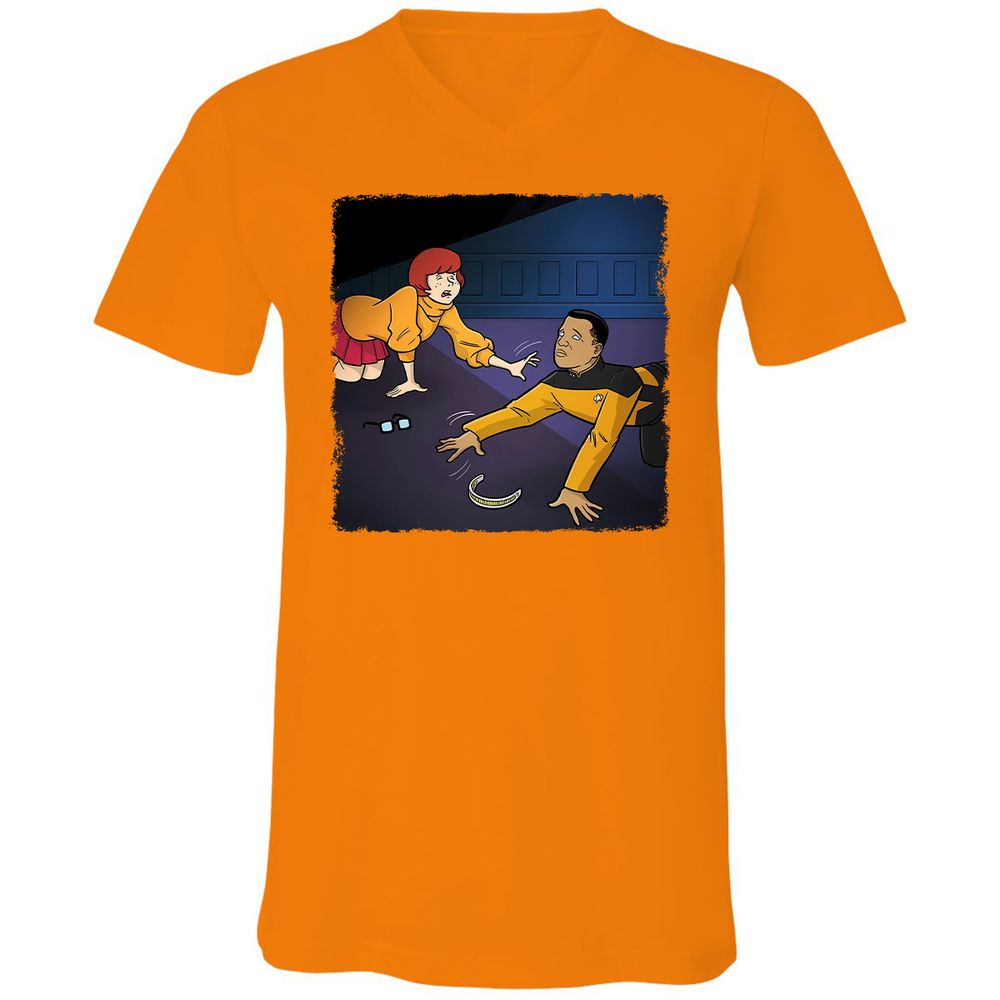 Unisex V-Neck T-Shirt - 5JJW8L6F - Orange - 11