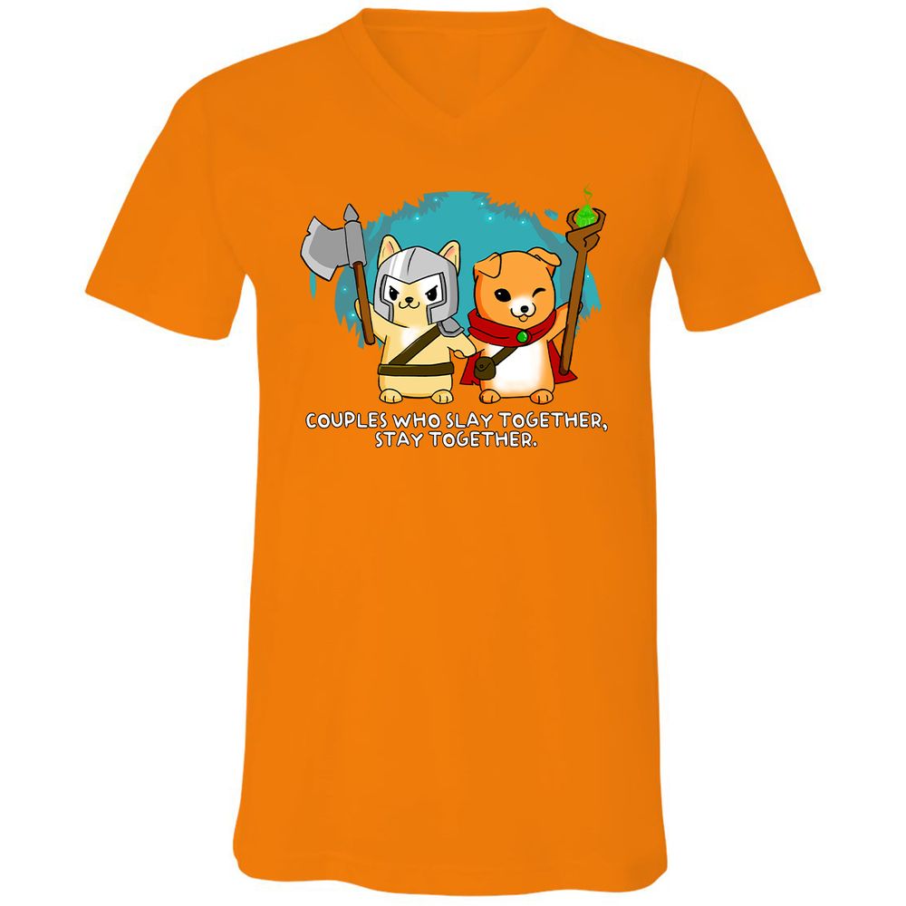 Unisex V-Neck T-Shirt - HP52UDY1 - Orange - 11