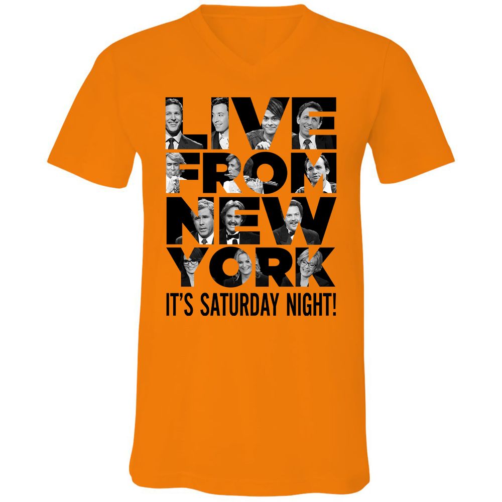 Unisex V-Neck T-Shirt - JQFS7Z9D - Orange - 11