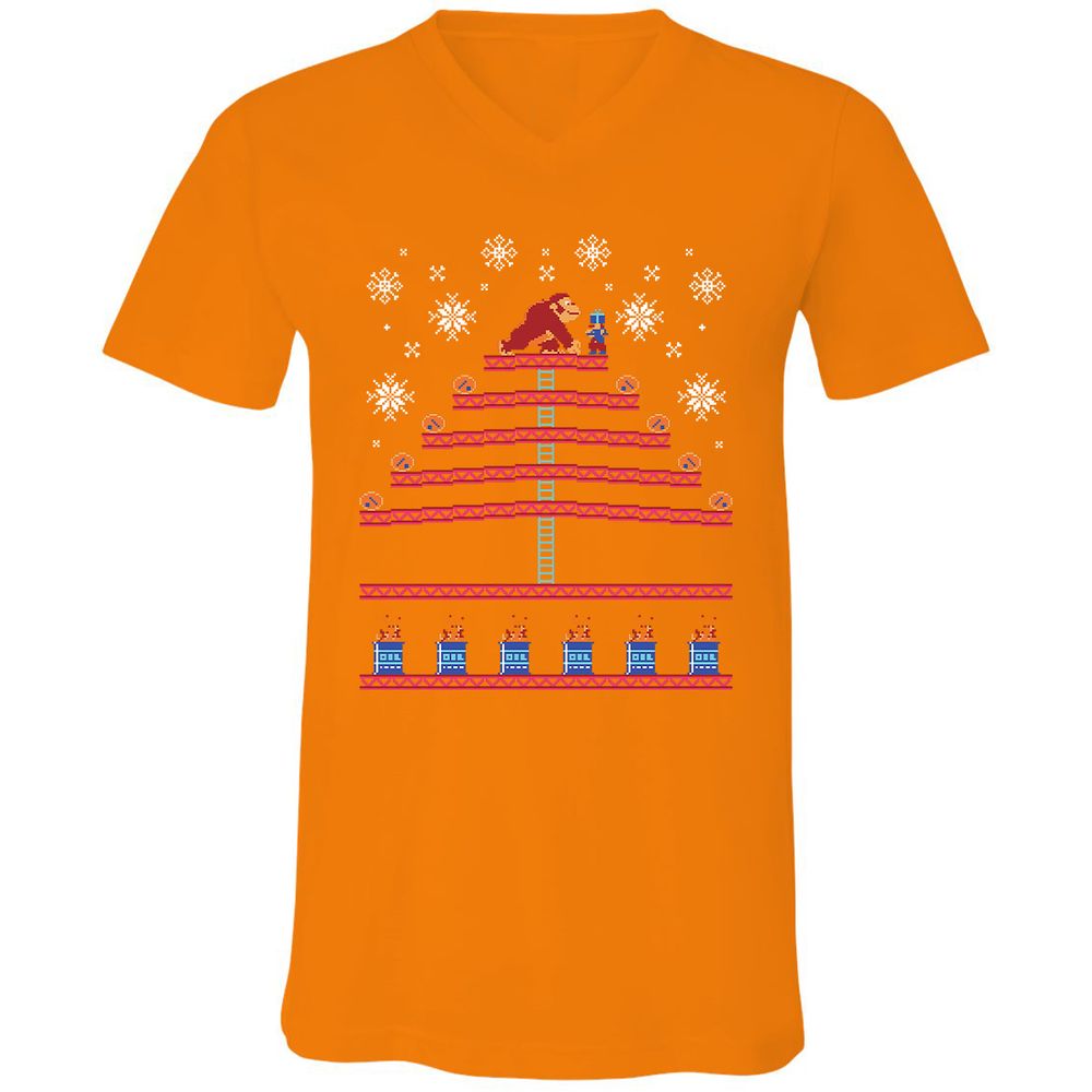 Unisex V-Neck T-Shirt - KQKNH9ZD - Orange - 11
