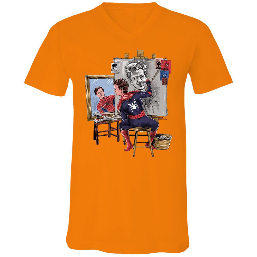 Unisex V-Neck T-Shirt - NHQ8TF3B - Orange - 11