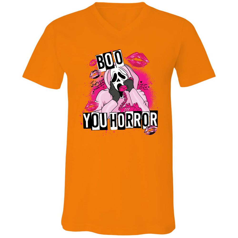 Unisex V-Neck T-Shirt - A3A8Q1EJ - Orange - 11