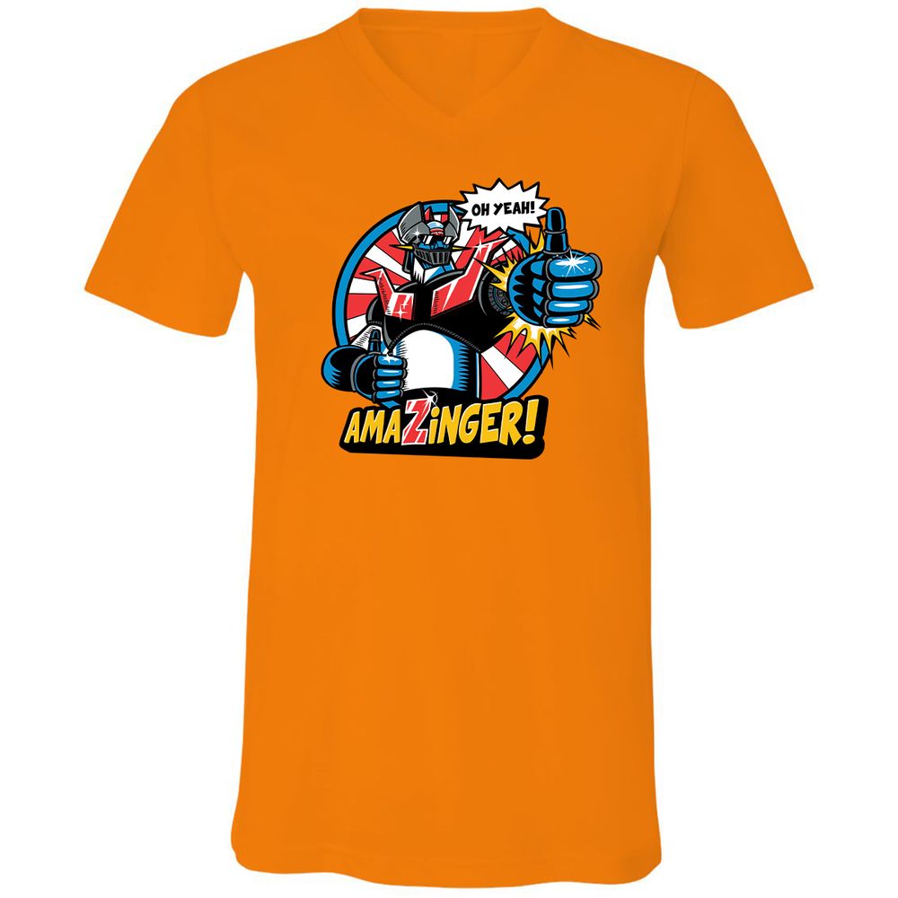 Unisex V-Neck T-Shirt - FELA2ZEM - Orange - 11