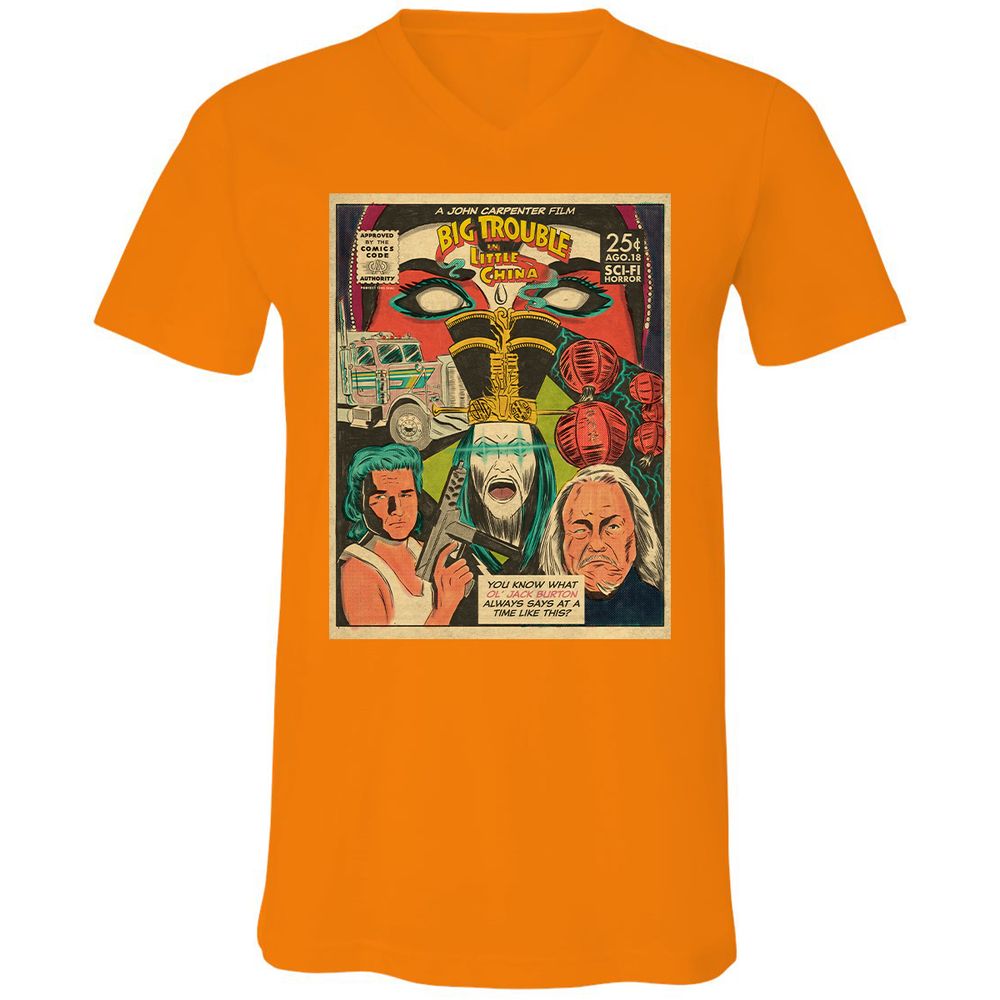 Unisex V-Neck T-Shirt - XYU8TWD1 - Orange - 11