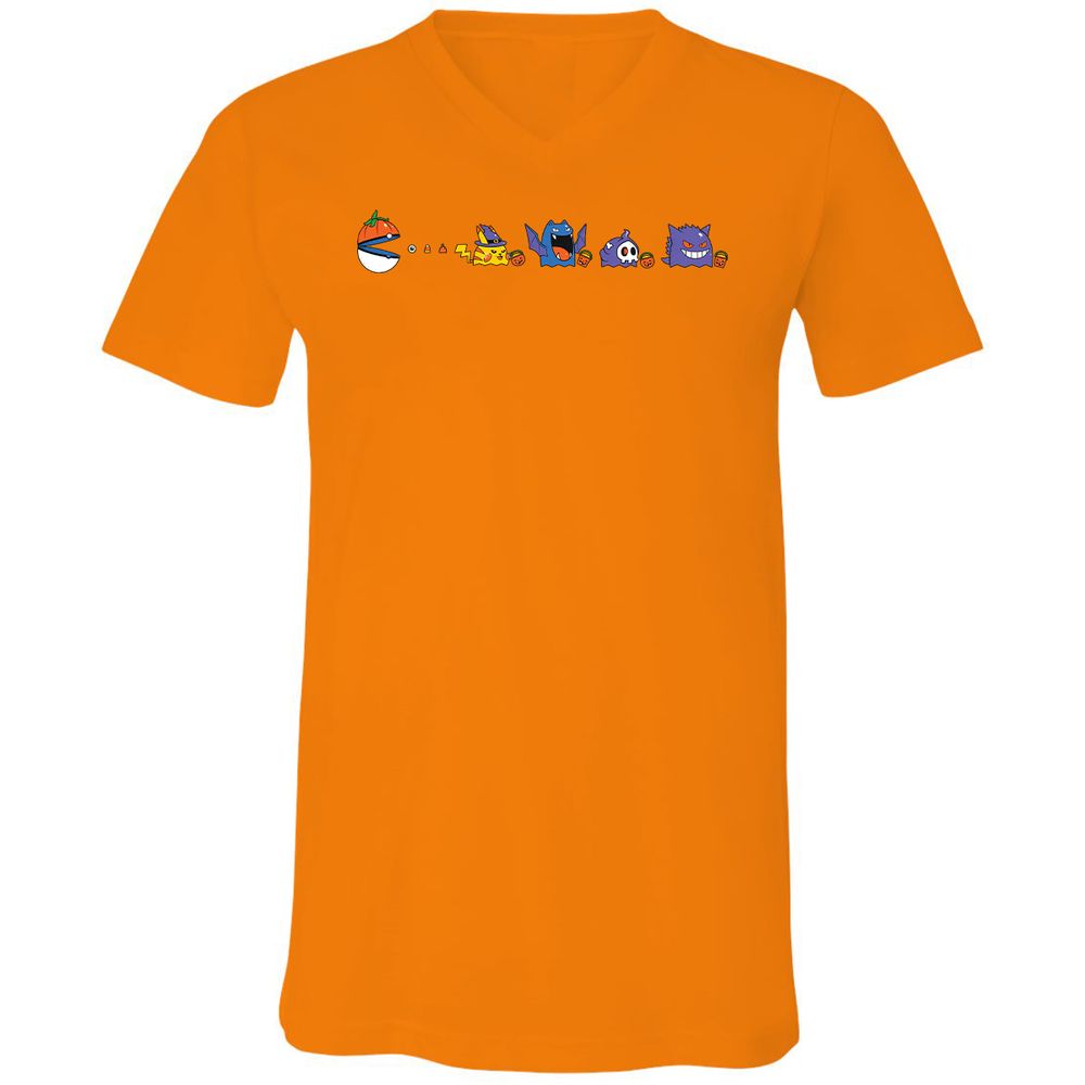 Unisex V-Neck T-Shirt - HGE4X9RS - Orange - 11