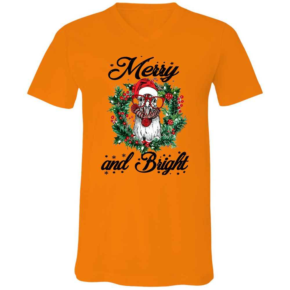 Unisex V-Neck T-Shirt - WUNLP91Y - Orange - 11
