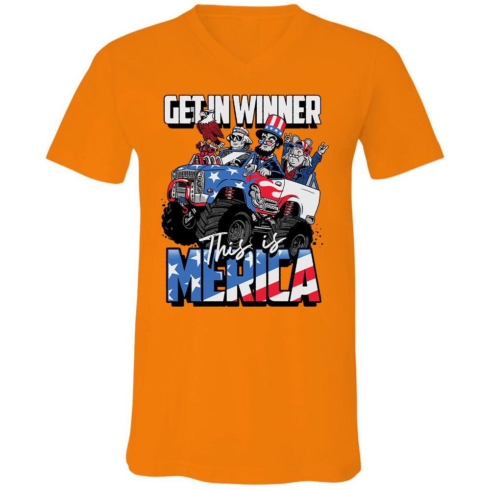 Unisex V-Neck T-Shirt - N9Q2Z1DL - Orange - 11