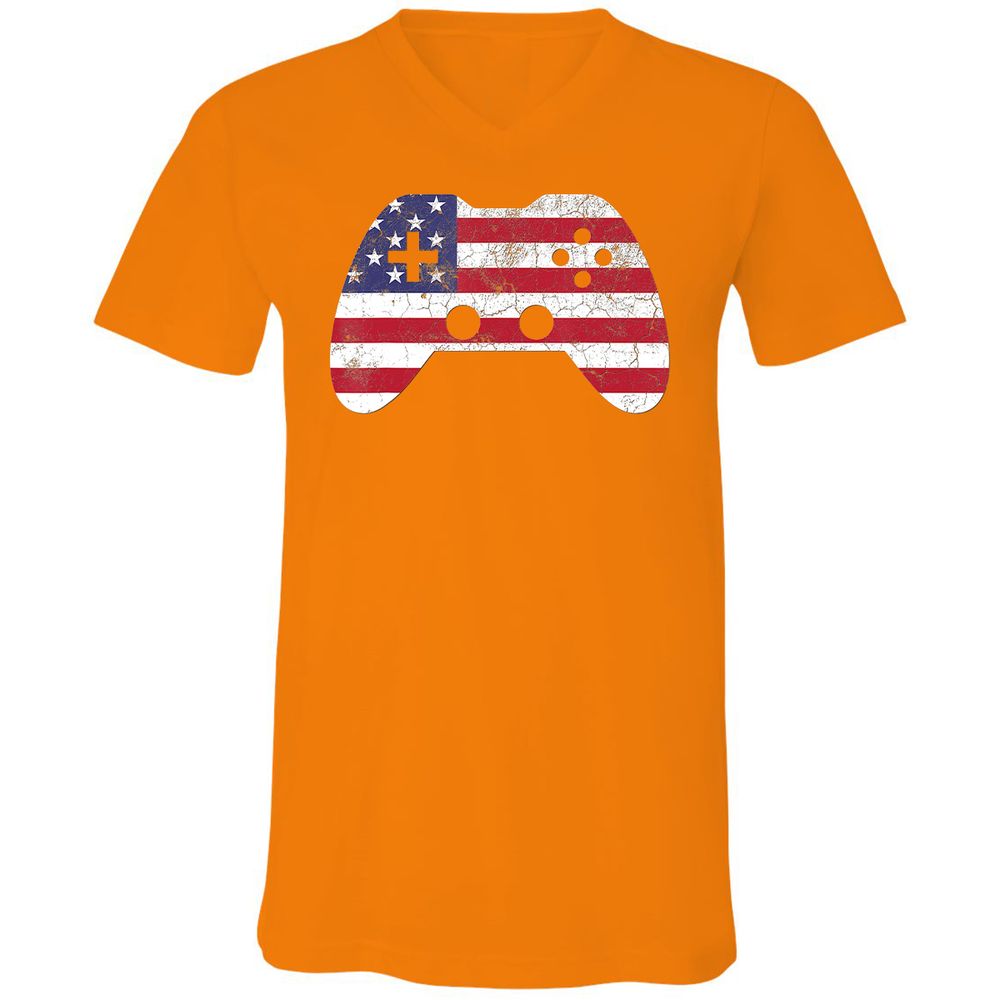 Unisex V-Neck T-Shirt - SKTKF55Q - Orange - 11