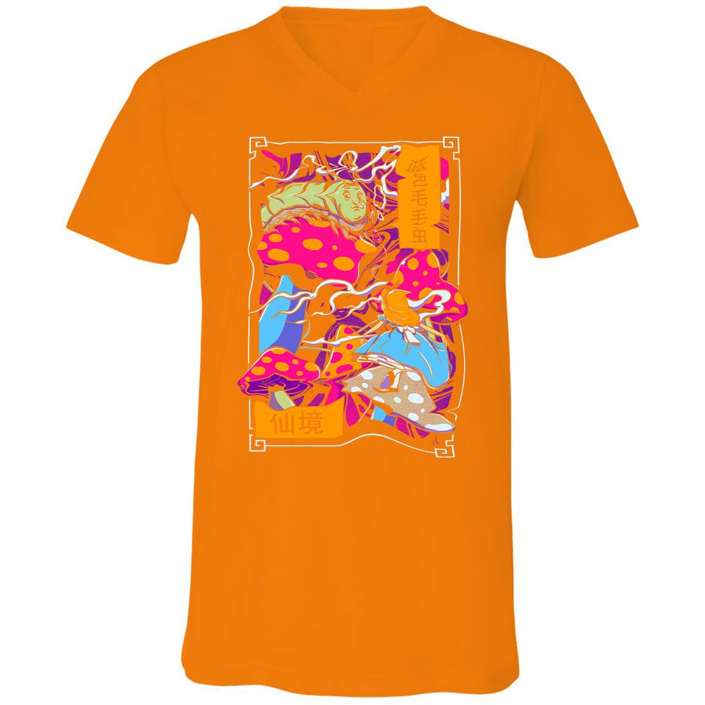Unisex V-Neck T-Shirt - 3CE1Q7VT - Orange - 11