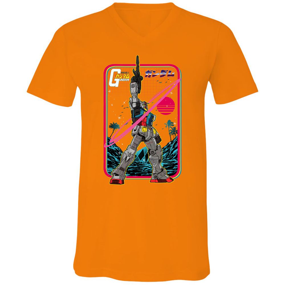 Unisex V-Neck T-Shirt - P5HGFWZ9 - Orange - 11