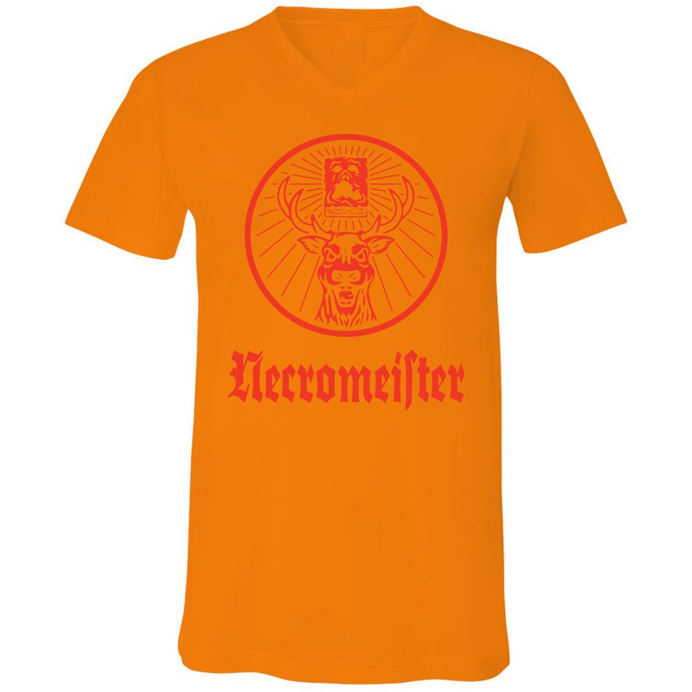 Unisex V-Neck T-Shirt - TVZFM4XH - Orange - 11