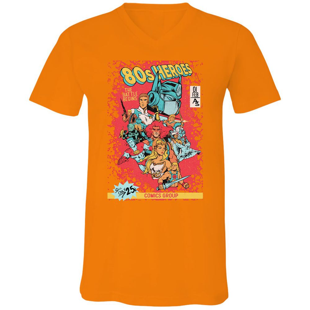 Unisex V-Neck T-Shirt - 3DFSFQZP - Orange - 11