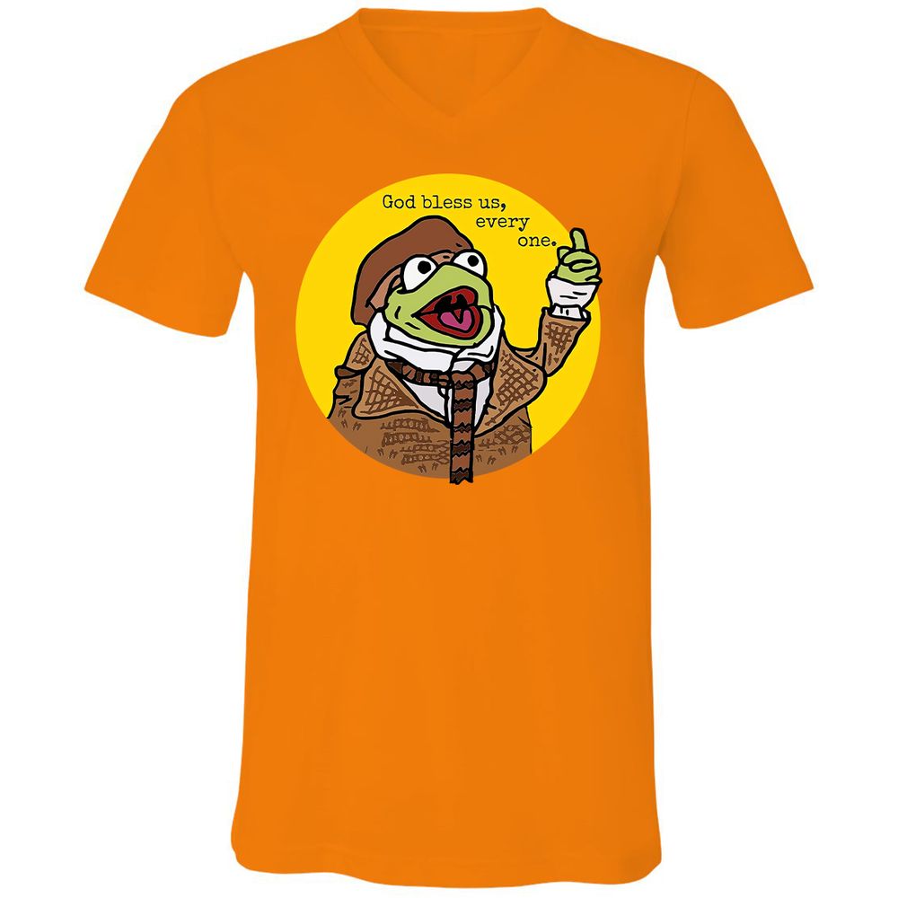 Unisex V-Neck T-Shirt - 6QR4X57F - Orange - 11